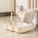 Cat Extra Semi Enclosed Toilet High Fence To Prevent Splashing Of Feces, Large Cat Litter Box With Foot Pedal Leaking_voghion.com