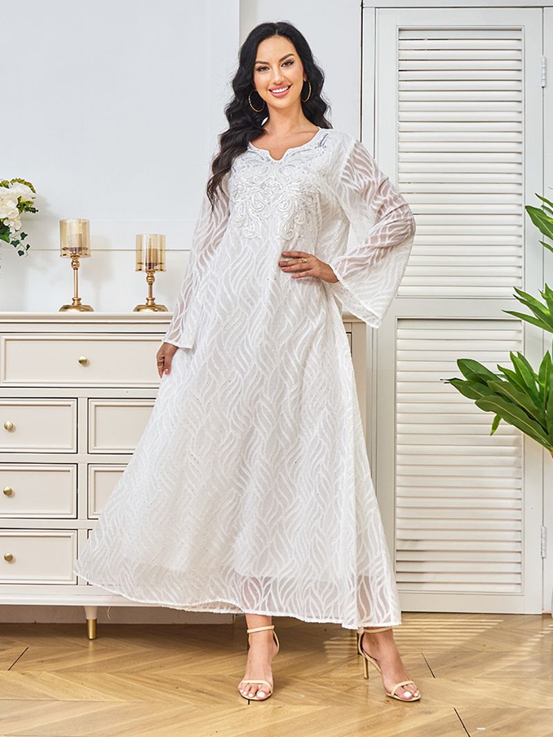 Women's Clothing New Hot Diamond Beads Evening Dress Muslim Dress_voghion.com