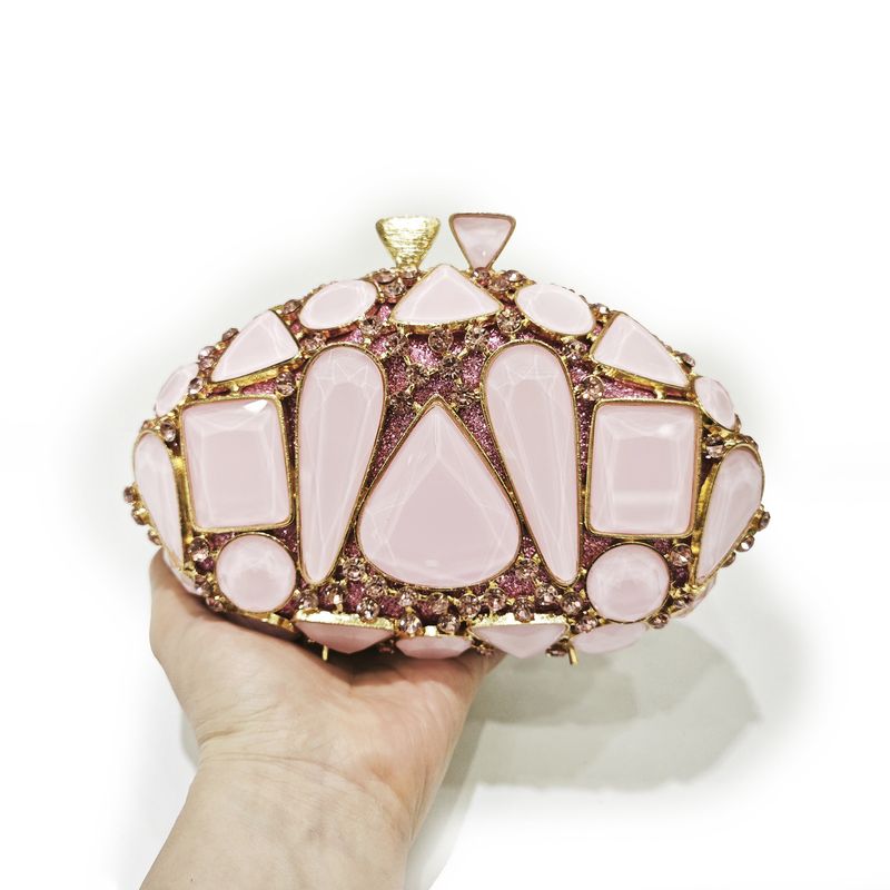 Borsa di cristallo piena di diamanti in vetro cavo con strass colorati, pochette da sera con catena, borsa da sera con tracolla a catena da donna_voghion.com