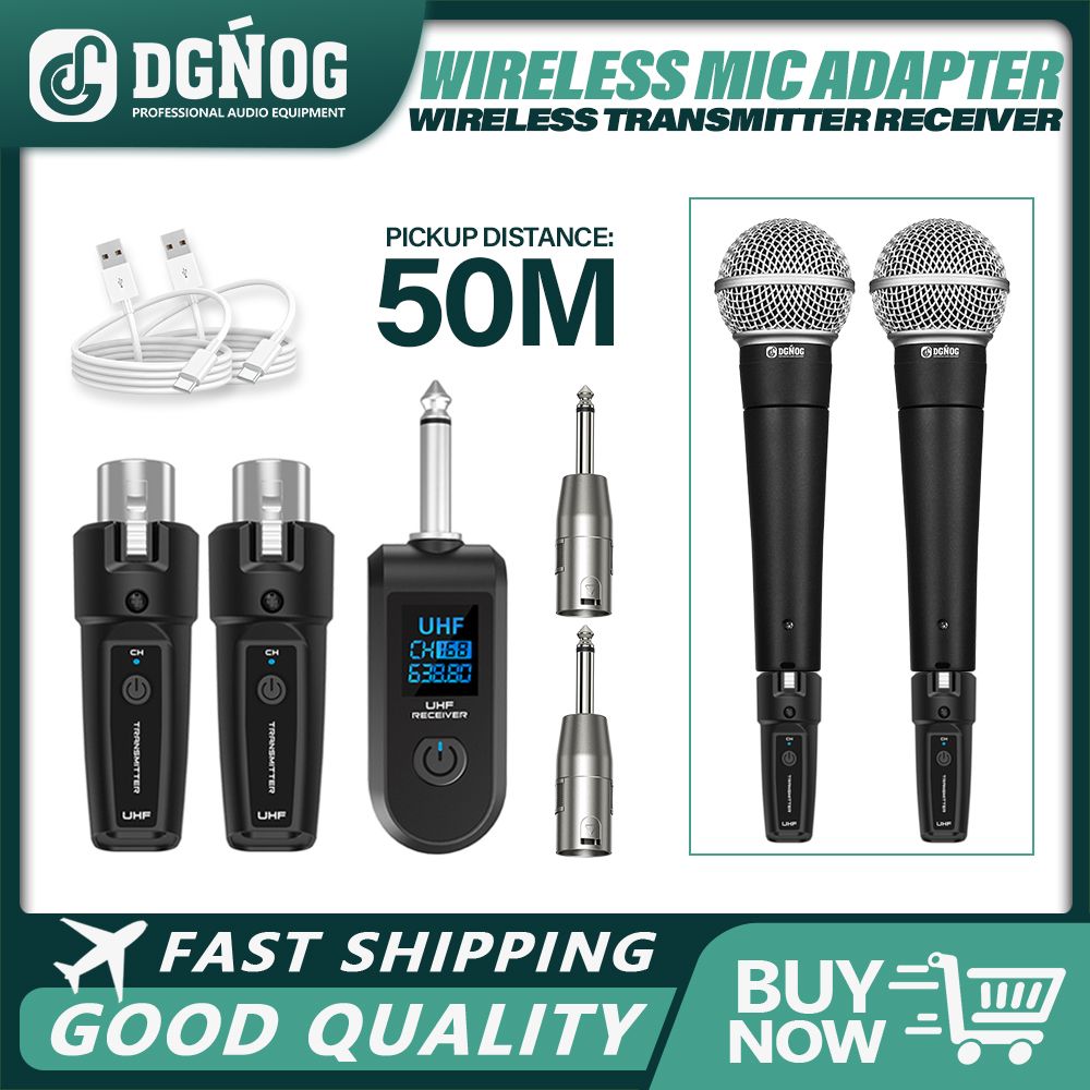 DGNOG UHF XLR adapter vezeték nélküli adó-vevő dinamikus mikrofon gitár audio keverő PA rendszerhez_voghion.com