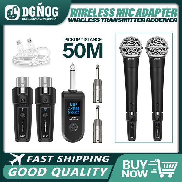 DGNOG UHF XLR adapter vezeték nélküli adó-vevő dinamikus mikrofon gitár audio keverő PA rendszerhez_voghion.com