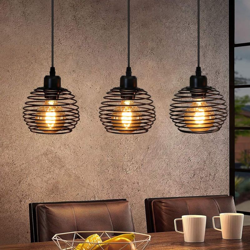 Pendelleuchte 3 Flammig Esstisch Hängelampe Vintage - Schwarz Esstischlampe Industrial Hängeleuchte E27 Metall Esszimmerlampe Für Küche Arbeitszimmer_voghion.com