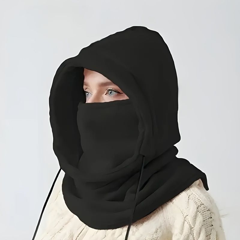 Unisex Winter Balaclava Knit Hood - Windproof  Mask with Drawstring, Motorcycle Riding Headgea Warm Knitted Cap Cold Weather_voghion.com