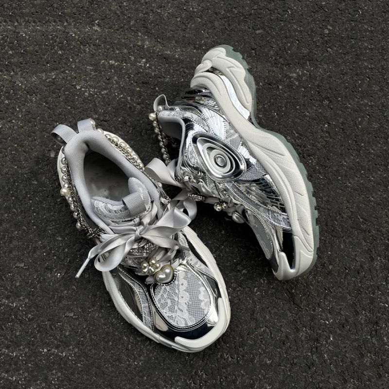 () Paris Dickbesohlte Dad Schuhe Damen Instagram Trendy Neue Frühlingsperle Höhe Erhöhen Mode Vielseitige Mesh-Rest_voghion.com