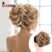 Leeons Synthetic Brown Blonde Curly Chignon Messy Bun Comb Clip In Hair Extension Updos Hairpieces For Women_voghion.com