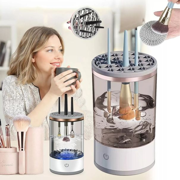 Automatic Rotating Electric Makeup Brush Cleaner USB Powered Portable Deep Cleaning Most Brushes Stylish Cylindrical Devices_voghion.com