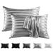 Satin Stripe Pillowcase Set – Luxury Satin Pillow Cover With Envelope Closure (Silky Soft Wrinkle-Resistant Queen Size 2-Pack White & Gold)_voghion.com