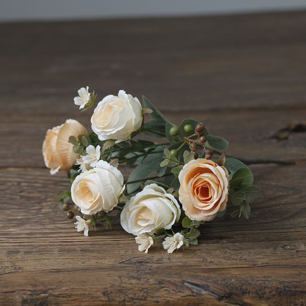 Großhandel mit künstlichen Blumen, 5 Köpfe, klassischer Rosenstrauß, Hochzeit, Heimdekoration, Kunstblumen, Straßenführer, beweglicher Türsturz, Blumenkunst_voghion.com