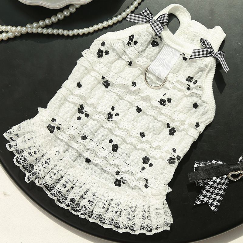 Kurzbeinige Frühling Sommer Layered Lace Weste Hundekleidung Katzenkleidung Heimtierbedarf_voghion.com