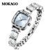 Montre élégante pour femme, à quartz et cristal carré, avec bracelet en acier inoxydable, résistante à l'eau et au design luxueux et léger. Montre à trois broches sertie de diamants._voghion.com