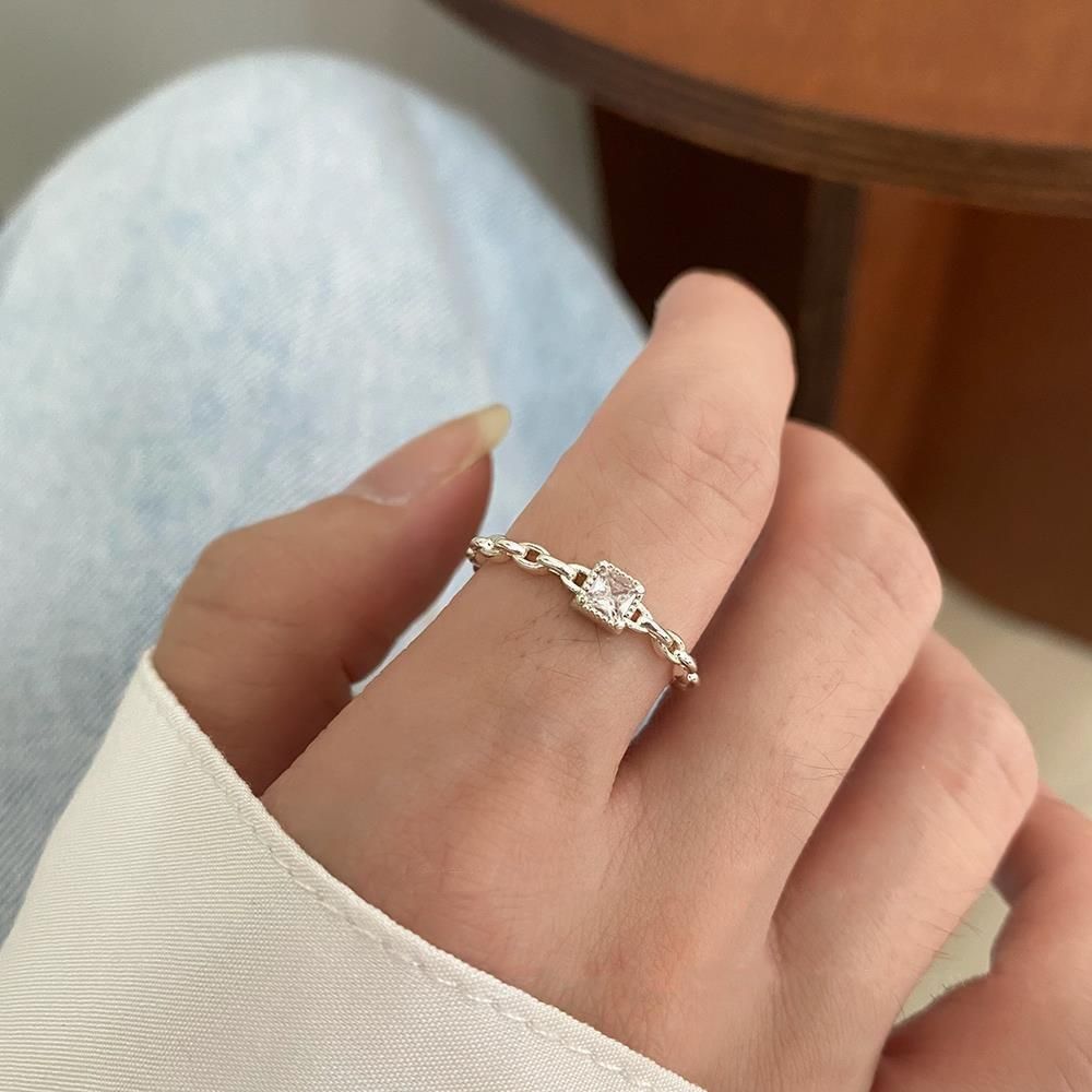 Sterling Silver Diamond Style For Female Niche Design, Index Finger With Stylish And Simple Style, Open Ring_voghion.com