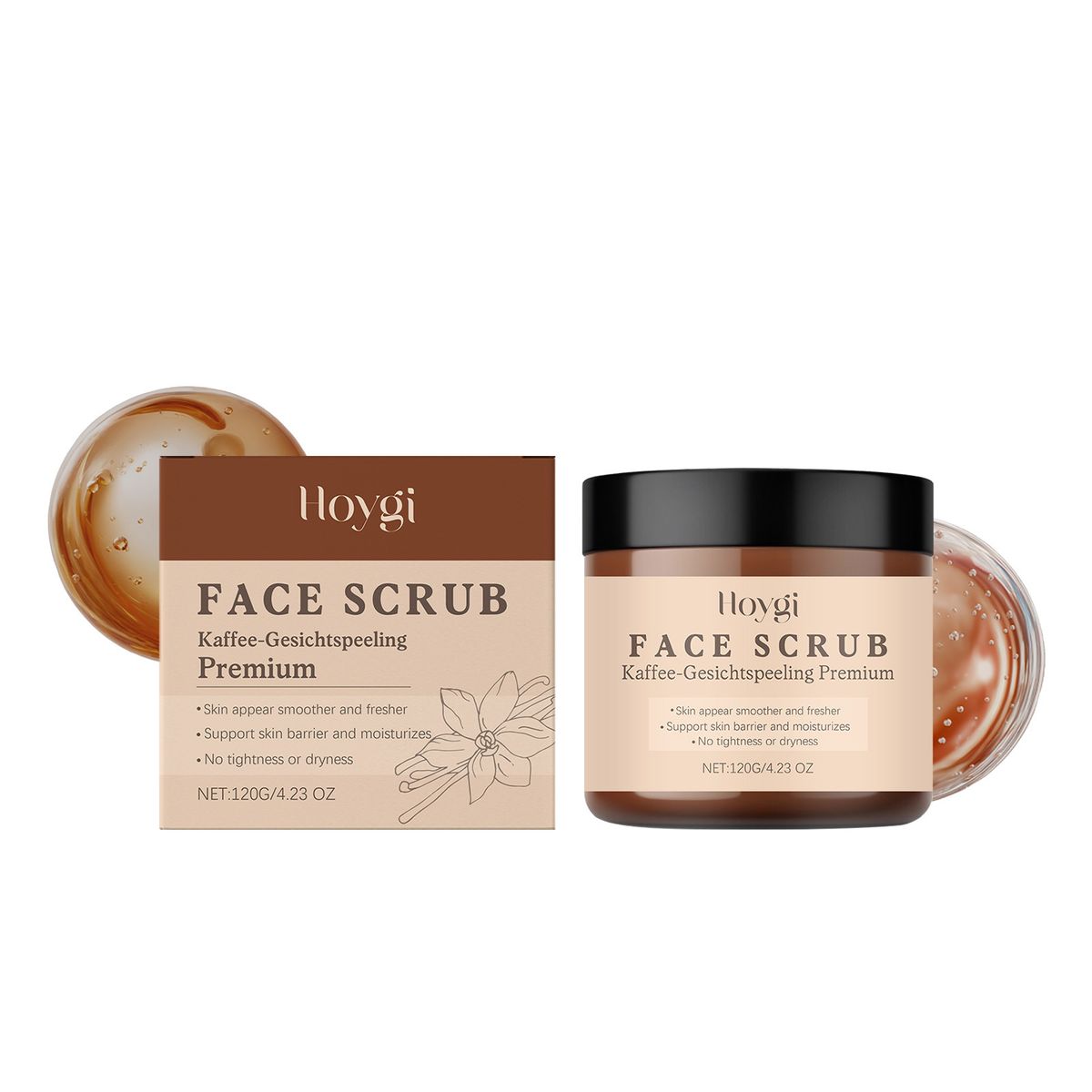 HOYGI Esfoliante Facial de Café e Baunilha, Óleo de Limpeza, Cuidado Nutritivo para a Pele, Limpador com Fragrância Suavizante e Suave para a Pele_voghion.com