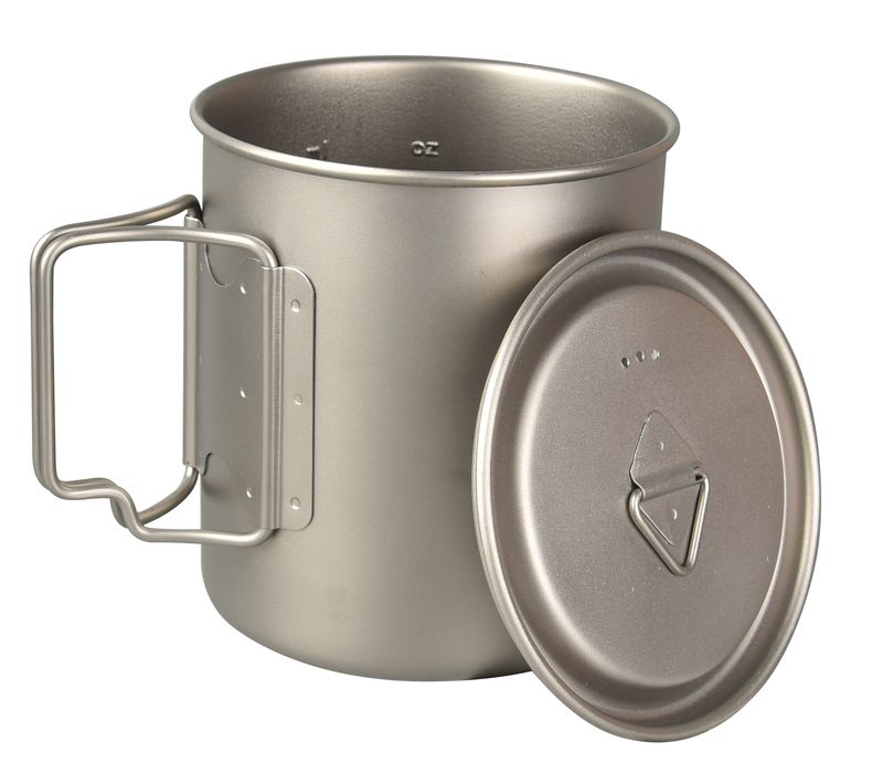 Tazza pieghevole portatile in titanio monostrato per esterni, può essere bruciata, riscaldata e bollita con 750 ml di acqua leggera_voghion.com