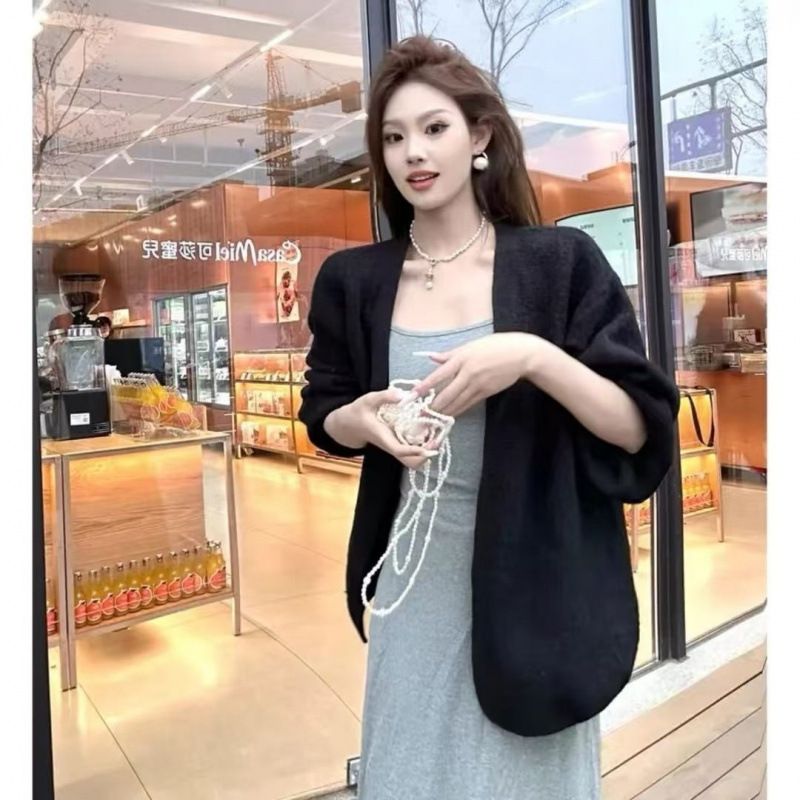 Weiche, wachsartige Pulloverjacke für Damen, lockere Strickjacke_voghion.com