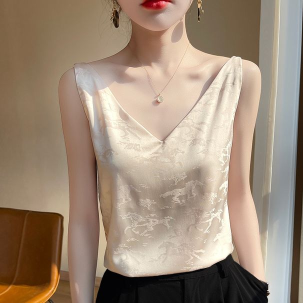 Summer Camisole Women's Interior, High-end Vest, Acetate Top, Base Suit, Jacquard Top_voghion.com