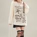 Wasteland Style Off-Shoulder Hot Girl Printed Blouse Top For Women, Distressed Loose-Fit Lazy Long-Sleeve T-Shirt,_voghion.com