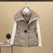 Women's Faux Shearling Collar Belted Vest Jacket - Winter Warm Fleece Lined Stand Collar Coat For Office & Casual Wear_voghion.com