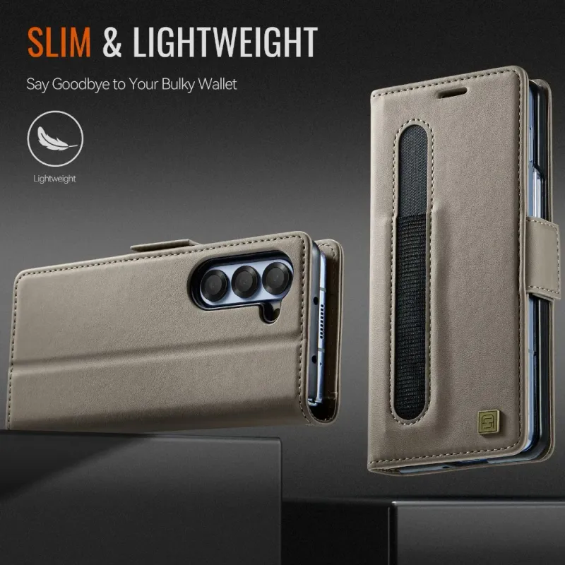 Atlokāms maka telefona maciņš ar pildspalvas turētāju Samsung Galaxy Z Fold 6 5 Fold6 Fold5 5G RFID bloķējošs turētāja slota turētājs ādas pārvalks_voghion.com