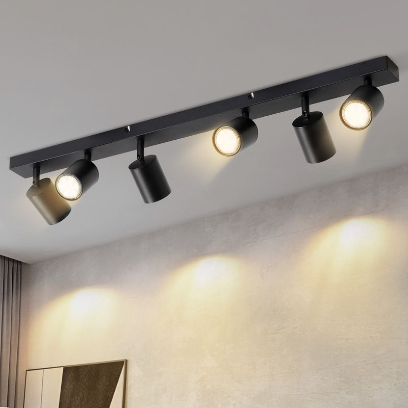 LED Deckenleuchte Schwarz Deckenstrahler - GU10 Deckenlampe 6 Flammig 330°Schwenkbar Deckenspots Modern Industrial Wandstrahler Für Schlafzimmer Küche_voghion.com