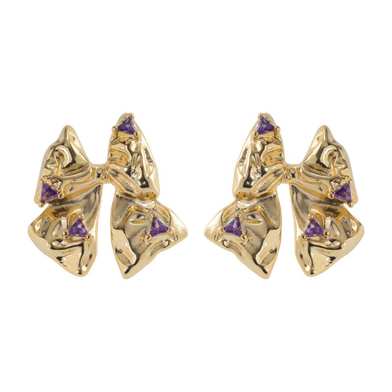 Boucles d'oreilles pour femmes style petites boucles d'oreilles avec nœud en diamant plissé parfumé pour femmes niche atmosphérique haut de gamme sens ins boucles d'oreilles de luxe légères s925_voghion.com