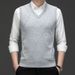 Men's Sleeveless Solid Color Knitted Vest For Middle Aged Men V Neck Thickened Pullover Knitted Vest For Dads_voghion.com