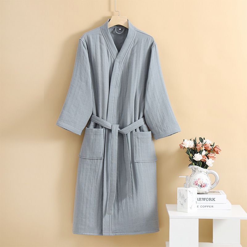 Pure Cotton A Type Four Layer Gauze Bathrobe Four Seasons Bathrobe Home Clothes Nightgown Pajamas Absorbent Soft Skin Friendly Autumn And Winter Style_voghion.com