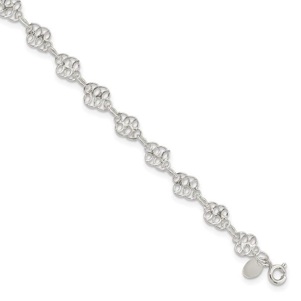 Sterling Silver 10inch Fancy Polished Anklet_voghion.com
