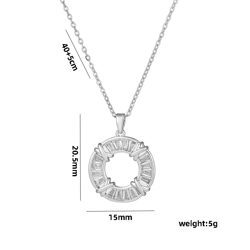 Collana di cristallo di colore resistente al colore con design di nicchia, in oro rosa, con diamanti, sottile e rotonda, con catena a clavicola, temperamento_voghion.com