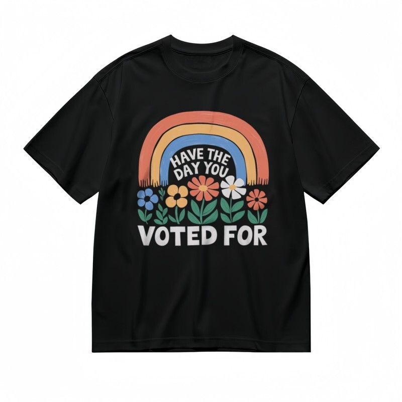 Women's Soft Classic T-Shirt With Colorful Rainbow And Front Slogan Pattern_voghion.com