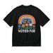Women's Soft Classic T-Shirt With Colorful Rainbow And Front Slogan Pattern_voghion.com