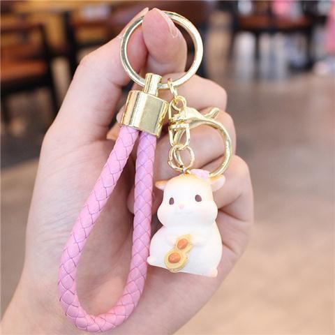 Ciondolo squisito da ragazza, simpatico piccolo criceto, portachiavi per auto, coppia, uomini e donne, decorazione per zaino_voghion.com