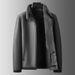 Genuine Shearling Leather Jacket – Men's Winter Coat With Raw Wool Lining (170-195, Black/Gray)_voghion.com