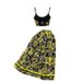 Women's contrast color camisole vest two-piece suit high waist slimming mid-length letter print skirt_voghion.com