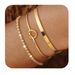 Conjunto de pulsera informal de mujer con incrustaciones de circonitas de moda de múltiples capas y chapado en oro real de latón_voghion.com