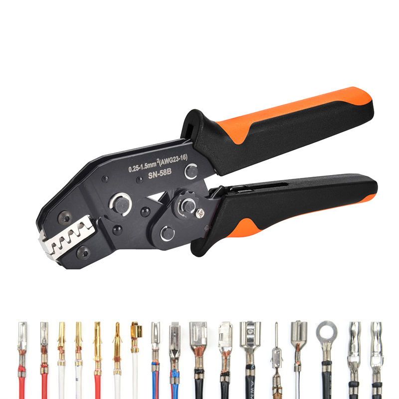 Herramienta de crimpado de barril abierto sin aislamiento SN-58B 23-16 AWG /0,25-1,5 mm², terminal TE JST de Dupont Molex y SATA PCIE EPC_voghion.com