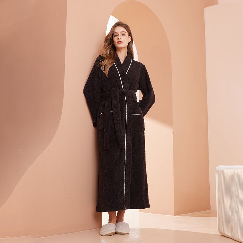 Winter Plush Fleece Robe For Men & Women – Extra Long & Thick Bathrobe With Half-Pile Design, Couples Matching Loungewear_voghion.com