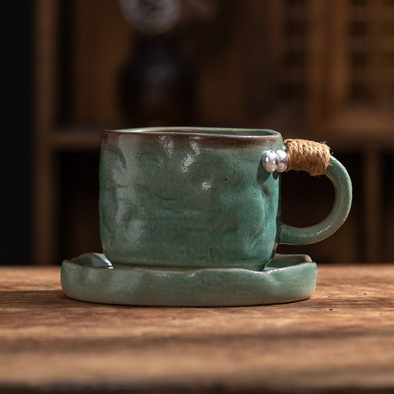 Homestead – ensemble de tasses à café et assiettes en céramique grossière, Silent Wind, tasse en céramique Vintage, tasse à thé du vieux après-midi fait maison_voghion.com