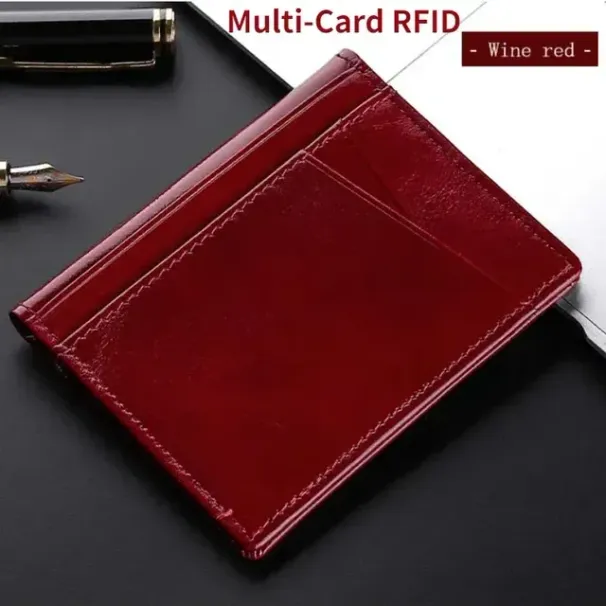 Designer Bag Ultra Thin Soft 100% Genuine Leather Mini Credit Multi RFID Slim Small Card Holder Men's Wallet_voghion.com