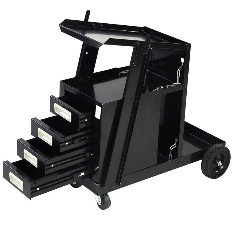 Wheels 4 Steel Portable Black Drawers Cart Welding_voghion.com