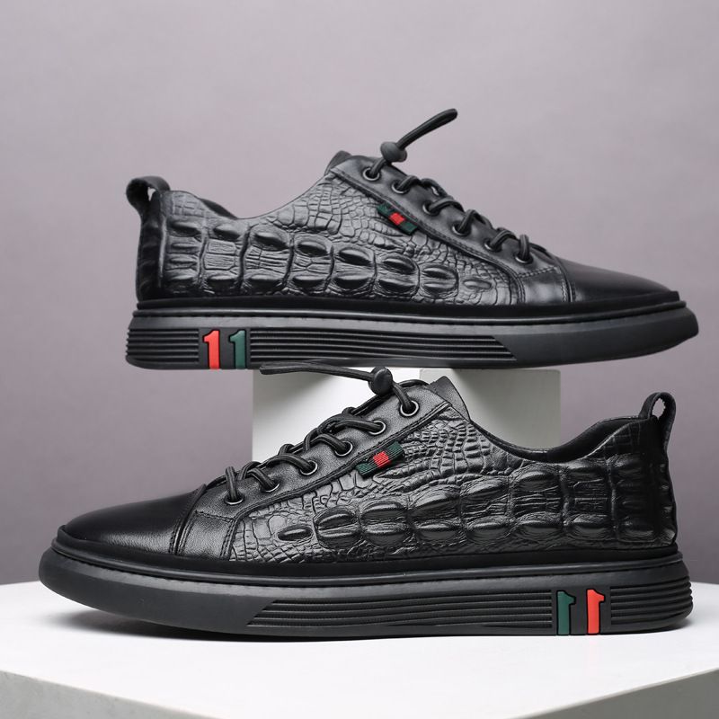 2024 Herfst Nieuwe Heren Ademende Krokodillenpatroon Casual Schoenen Trend Veelzijdige Mode Forrest Gump Schoenen One Step_voghion.com