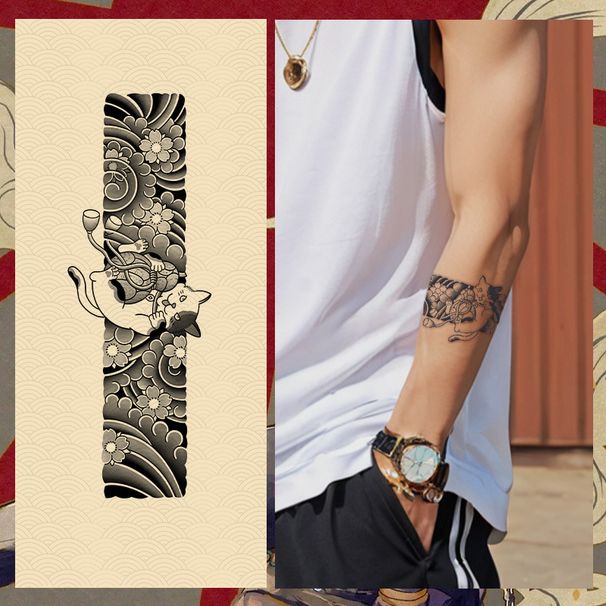 Yrttimehu Tatuointi Käsivarsinauha - Vedenpitävä Realistinen Tilapäinen Tatuointi Hohtaa Pimeässä Pitkäkestoinen Tatuointihiha_voghion.com