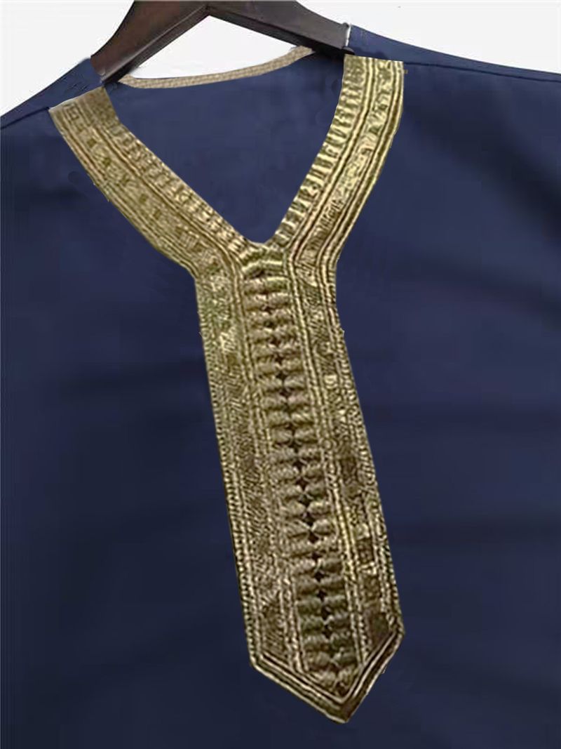 Men's Clothing Robe Mid Sleeve Lace Muslim Men's Robe_voghion.com