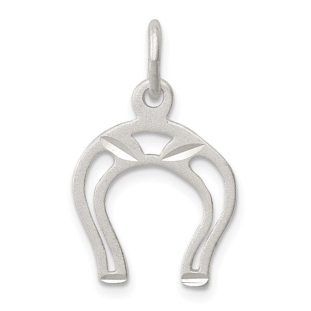 Sterling Silver Satin Open Style Horseshoe Charm_voghion.com