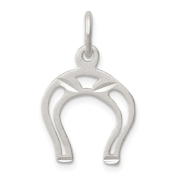 Sterling Silver Satin Open Style Horseshoe Charm_voghion.com