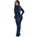 Women's Clothing slim elastic flared washed long sleeved denim jumpsuit jumpsuit_voghion.com