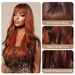 Auburn Wig For Women Reddish Brown Long Wavy Wig With Bangs Copper Red Cosplay Wig Natural Glueless Synthetic Curly Red Wig For Daily Party Use Soft_voghion.com