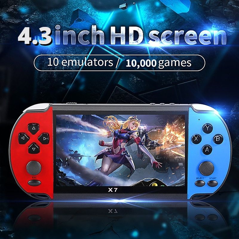 X7 4.3 Inch HD Large 8G Screen Classic Retro Console Built-in Games Mini Handheld MP5 Video Game_voghion.com