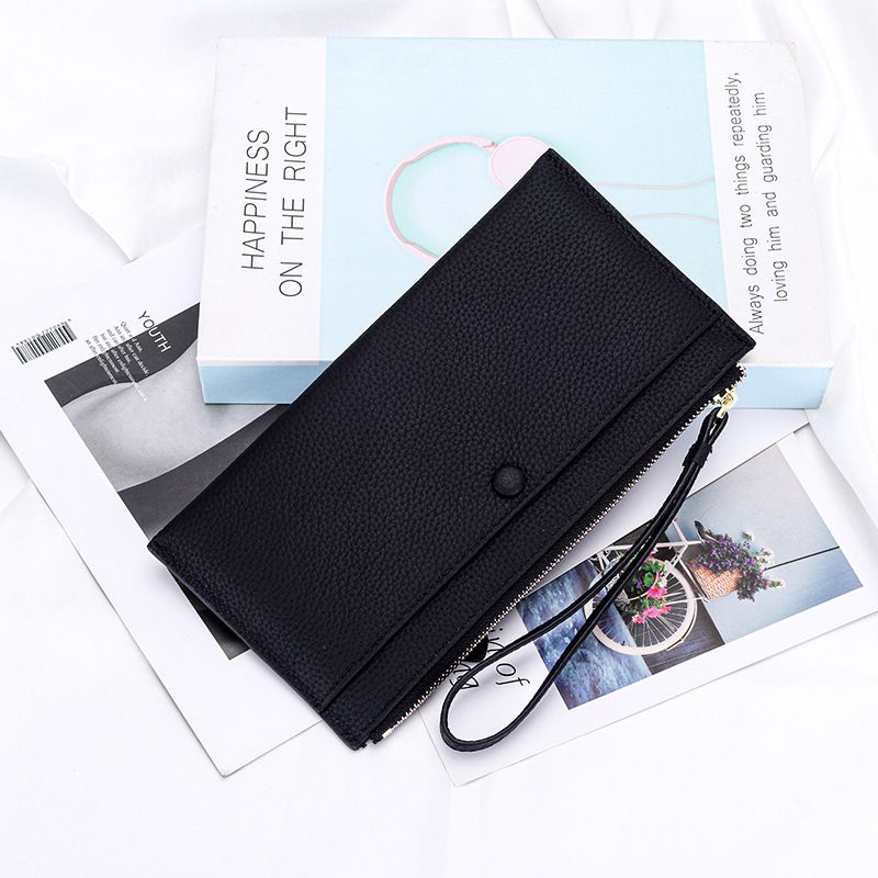 Leather Hand Wallet, Women's 2025 Autumn And Winter New Ultra-thin Zipper Mobile Phone Bag, Large Capacity And Light Wrist Wallet_voghion.com