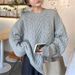 Women's Clothing Loose Gentle Style Cable Pullover Sweater Female Cozy Cable Knit Sweater Women's Oversized Loose Pullover Soft Yarn Casual Winter Top_voghion.com