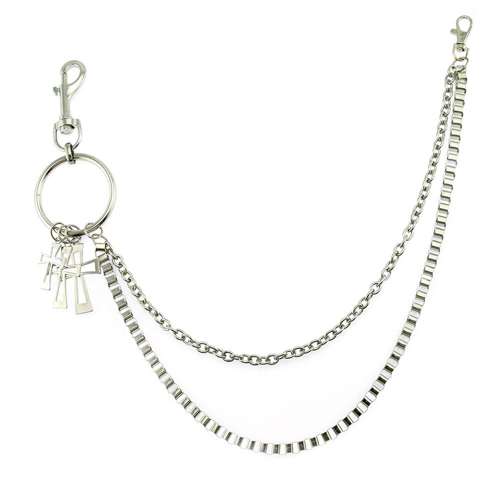 Μοντέρνα ευέλικτα μεταλλικά παντελόνια διπλής στρώσης αλυσίδας, κομψά ανδρικά τραμπολίνο, χιπ χοπ και αξεσουάρ χορού δρόμου,_voghion.com